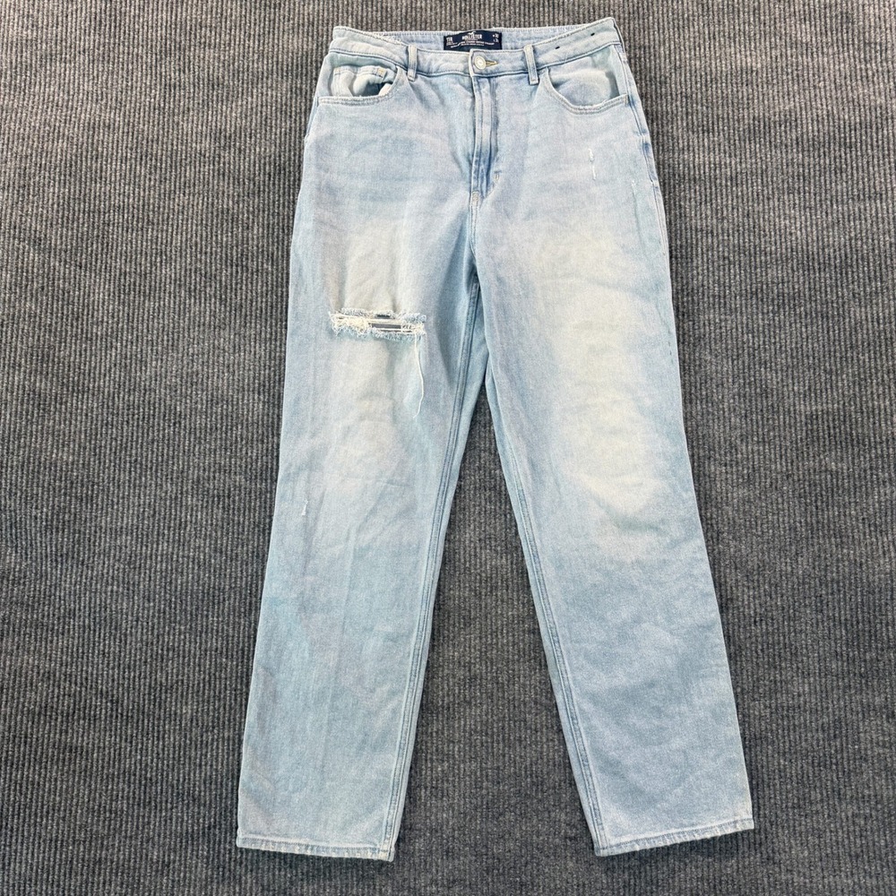 Hollister Womens Ultra High Rise Stacked Vintage Straight Jeans 11R Blue Light